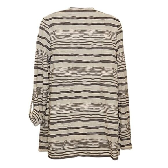 Doe & Rae Cardigan Top Size Small New Striped Flowy Textured Stretch Office - Picture 7 of 11